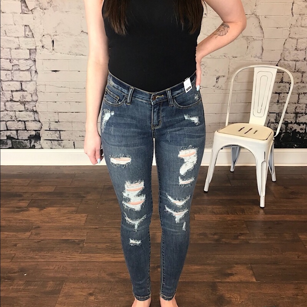 NWT Judy Blue skinny fit distressed jeans size 7